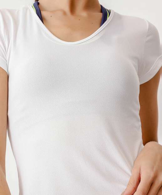 Blusa Feminina Fitness Básica Marisa Branco