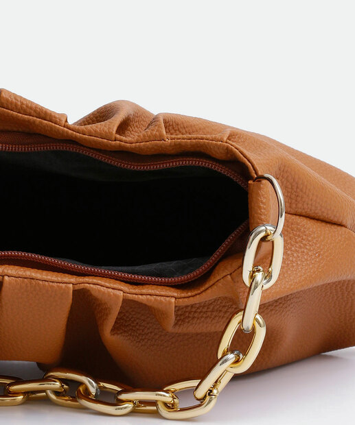 Bolsa de Ombro Baguete Feminina Textura Corrente Marisa