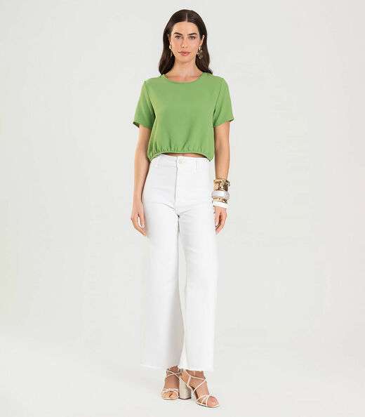 Blusa Feminina Manga Curta Infinita Cor Verde