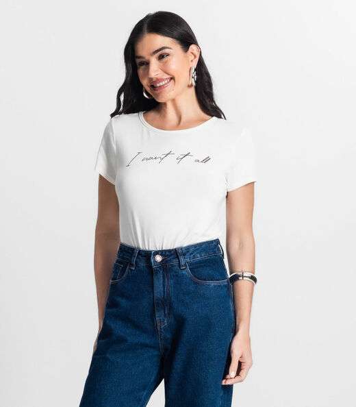 Blusa Feminina Manga Curta Bege