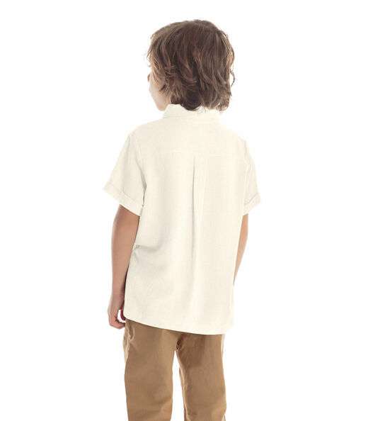 Camisa Infantil Masculina Com Botões Trick Nick Bege