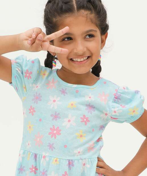Vestido Infantil Estampa Flores Marisa Tam 4 a 10