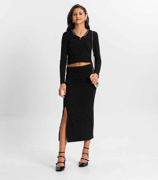 Image_Conjunto Juvenil Blusa Com Saia Midi Minty Preto