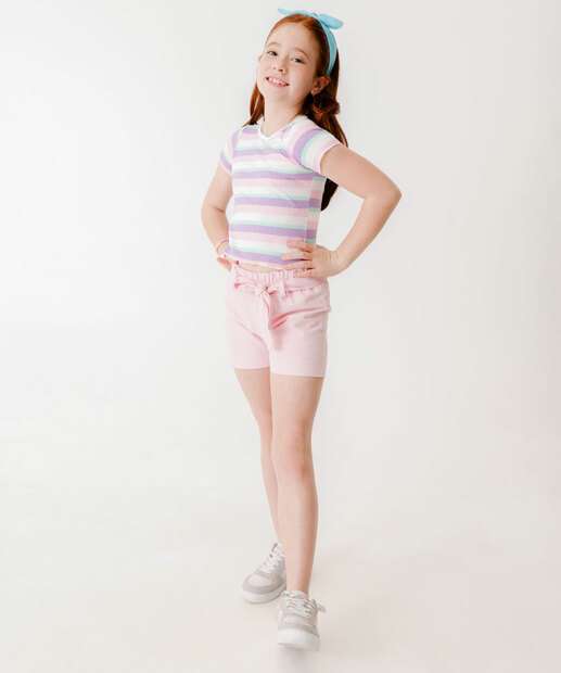 Blusa Infantil Listrada Manga Curta Marisa Tam 4 a 10