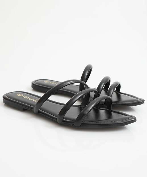 Rasteirinha Feminina Tiras Via Uno Preto