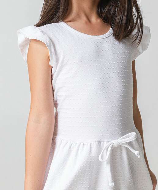 Vestido Infantil Textura Marisa Tam 4 a 10 Off White