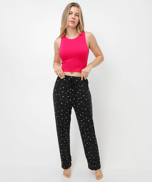 Image_Calça Pijama Feminino Avulsa Corações Marisa Preto