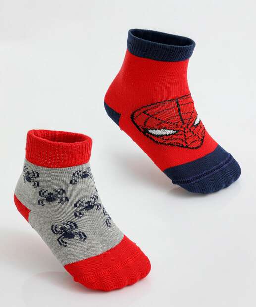 Image_Kit 2 Meias Infantil Estampa Homem Aranha Marvel Vermelho 
