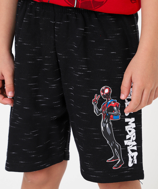 Bermuda Infantil Moletinho Spider Tam 4 a 10 Preto