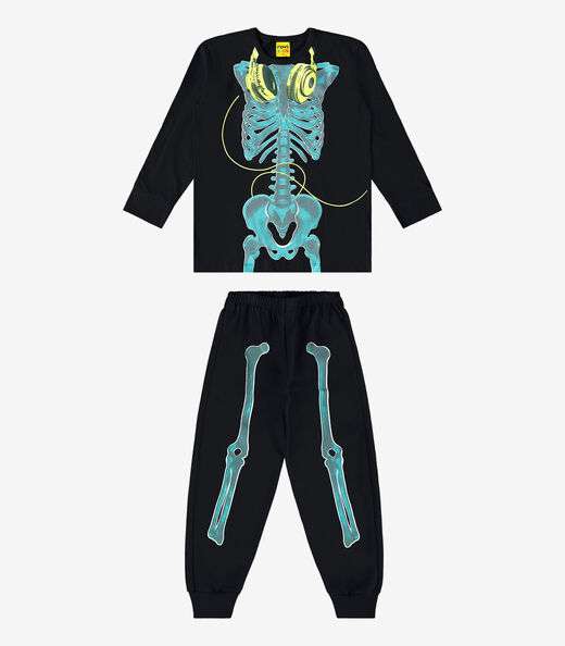 Pijama Infantil Menino Em Meia Malha Rovi Kids Preto