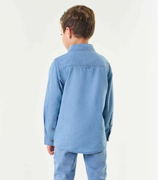 Camisa Jeans Infantil Masculina Trick Nick Cinza