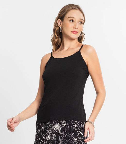 Blusa Feminina de Alças Básica Rovitex Preto