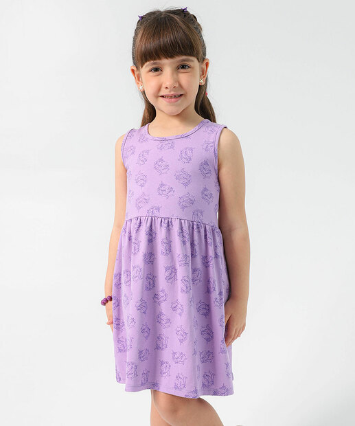 Vestido Infantil Unicórnio Marisa Tam 4 a 10 Lilás