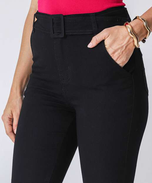 Calça Sarja Skinny Feminina Cinto Preto