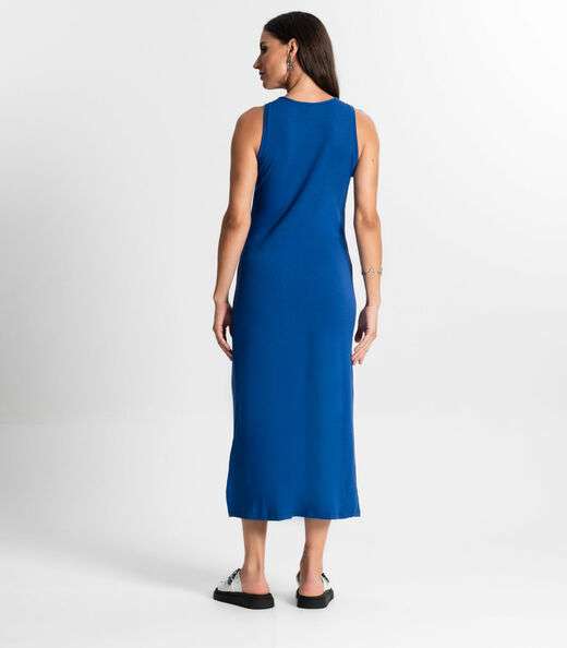 Vestido Midi Em Molecotton Rovitex Azul