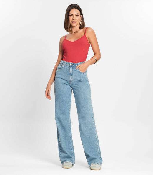 Blusa De Alça Feminina Ribana Canelada Rovitex Vermelho