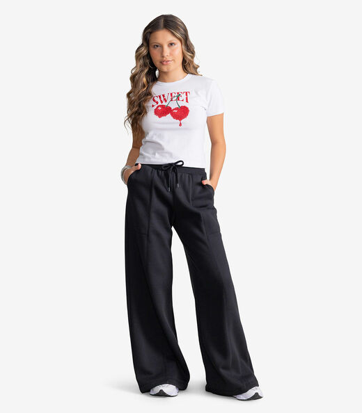 Image_Calça Feminina Wide Leg Moletom Sem Felpa Minty Preto
