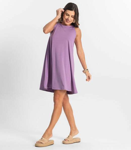 Vestido Feminino Curto Em Liganete Select Roxo
