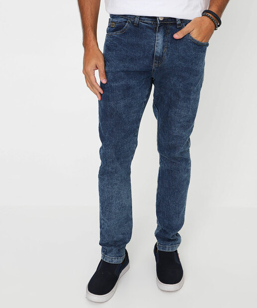 Calça Masculina Jeans Slim Bolsos Gangster Azul