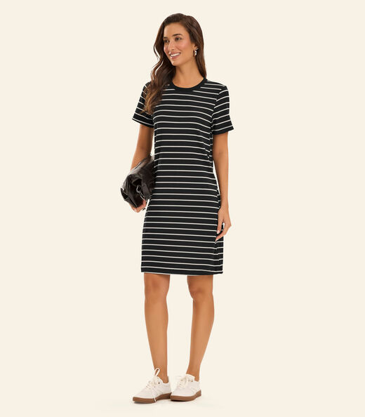 Image_Vestido Feminino Listrado Rovitex Preto