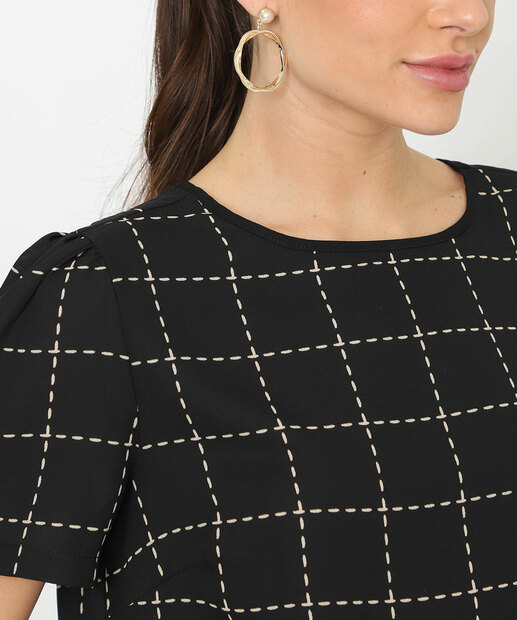 Blusa Feminina Estampa Quadriculada Marisa Preto