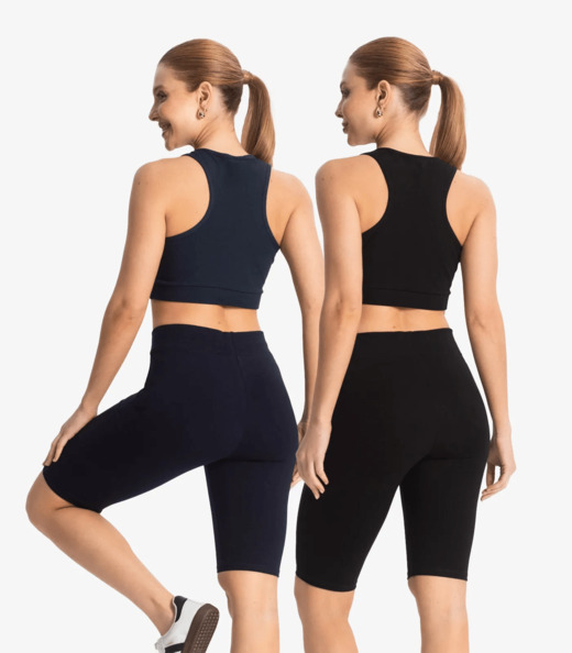 Kit 2 Bermudas Ciclista Feminina em Cotton Pesado Select Sortido