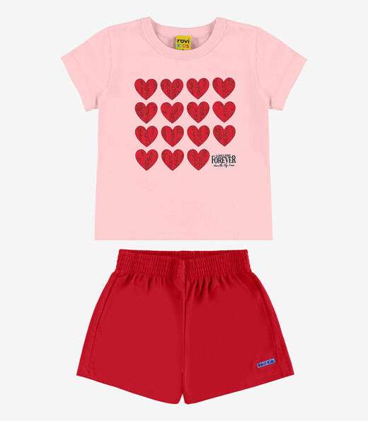 Conjunto Blusa Com Shorts Rovi Kids Rosa
