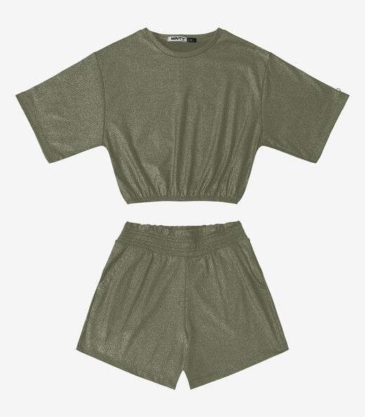 Conjunto Blusa Com Shorts Feminino Minty Verde
