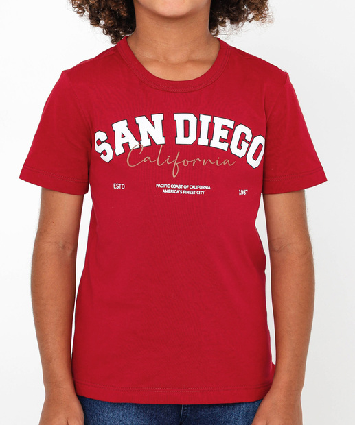 Camiseta Infantil Estampada MR Tam 4 a 10 Vermelho