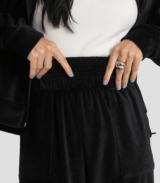 Calça Feminina Pantalona em Plush Dianna Preto