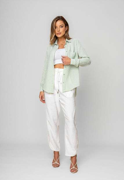 Camisão Listrado Alfaiataria Verde Salvatore