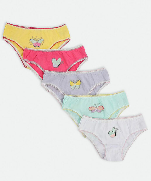 Kit 5 Calcinhas Infantil Borboletas Marisa Tam 2 a 10  