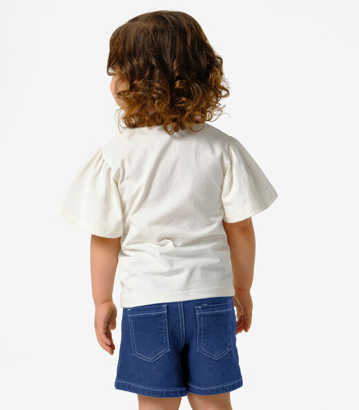 Conjunto Menina Blusa Com Shorts Trick Nick Bege