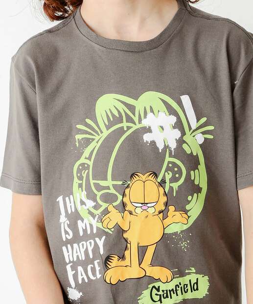 Camiseta Juvenil Manga Curta Garfield Tam 10 a 16 