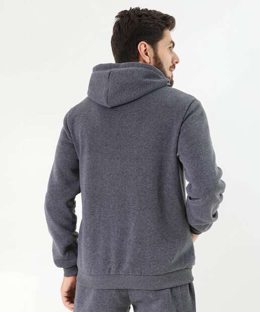 Casaco Masculino Moletom Fitness Capuz Marisa Chumbo