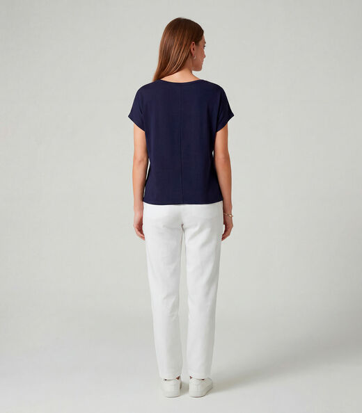 Blusa Feminina em Visco Tricot Infinita Cor Azul