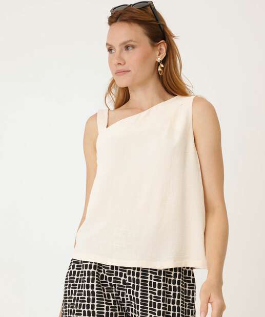 Blusa Feminina Decote Assimétrico Sem Manga Marisa