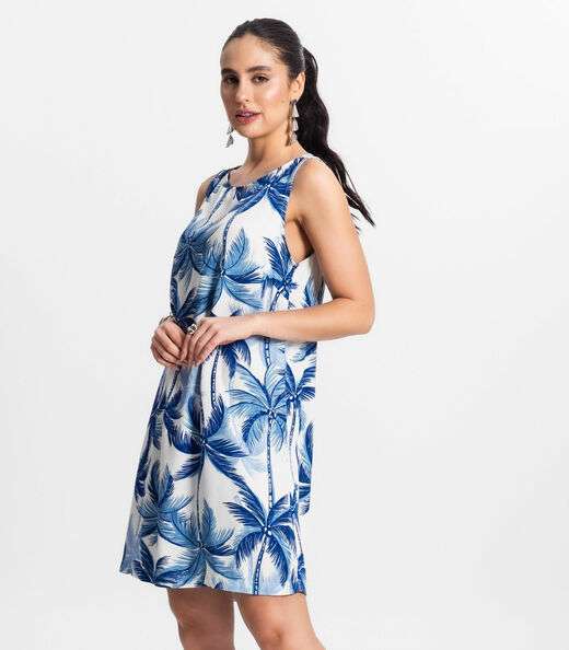 Vestido Feminino Curto De Viscose Select Azul