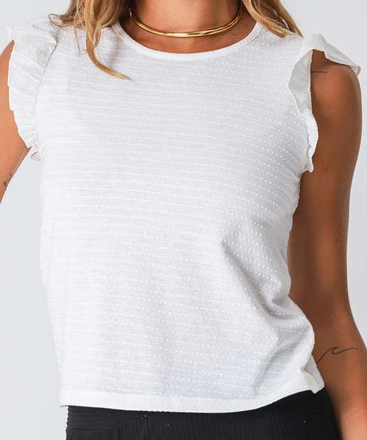 Blusa Feminina Muscle Tee Textura Marisa Off White