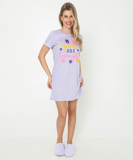 Camisola Estampa Frase Manga Curta Marisa Lilás