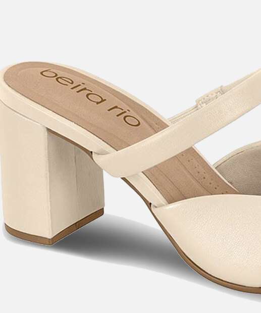 Scarpin Mule Feminino Salto Grosso Tiras Beira Rio