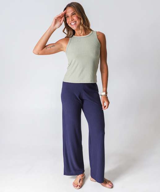 Blusa Regata Feminina Canelada Marisa Verde