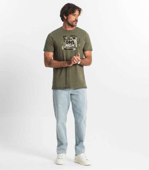 Camiseta Masculina Meia Malha Diametro Verde