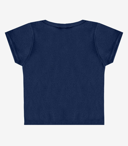 Blusa Básica Infantil Manga Curta Lisa Soletex Azul