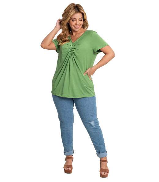 Blusa Feminina Plus Size Franzida Secret Glam Verde