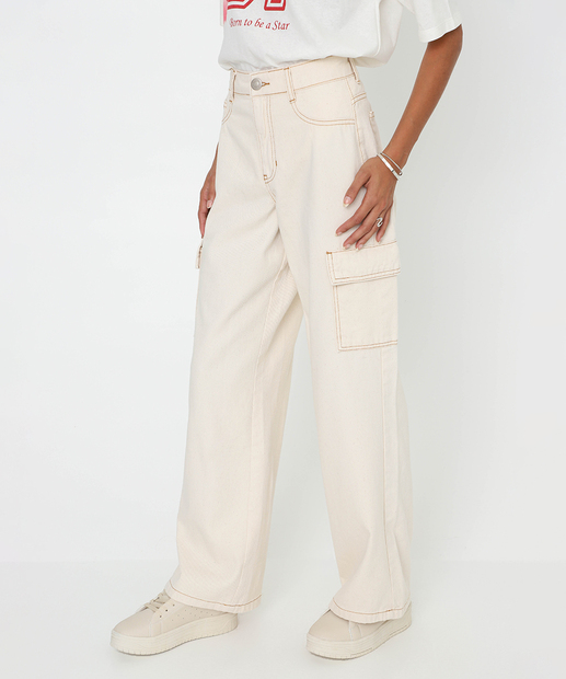 Calça Feminina Sarja Reta Cargo Marisa