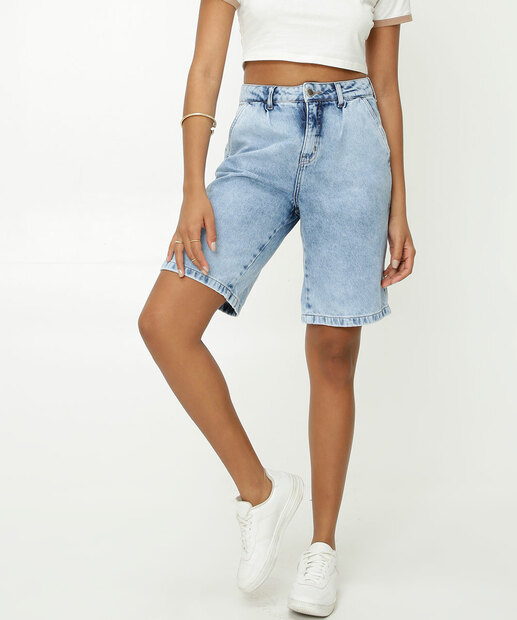 Bermuda Jeans Feminina Ciclista Bolsos Marisa