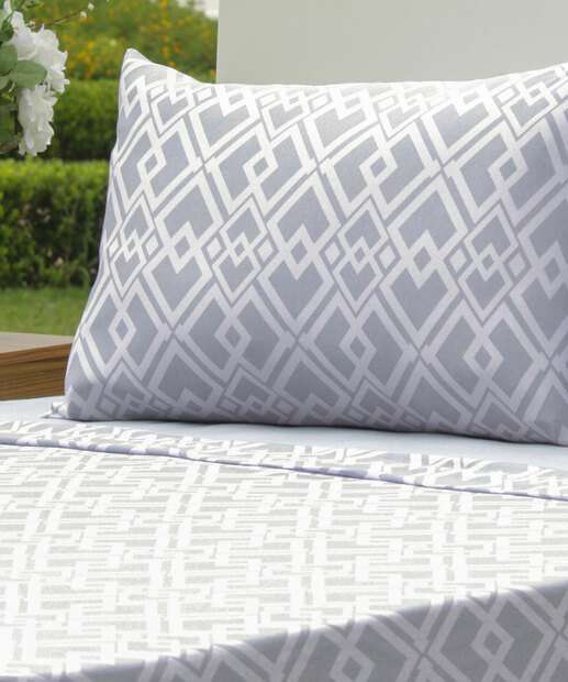 Jogo de Cama Solteiro Geométrico Zircônia Portallar 3 Peças