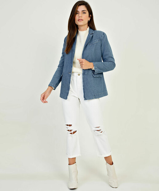 Blazer Jeans Feminino Bolsos Disparate  