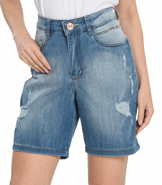 Bermuda Jeans Feminina Oppnus Azul